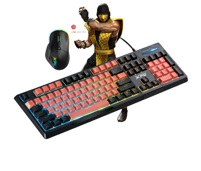 Un teclado con un personaje gamer